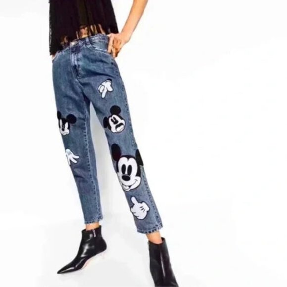 Zara Mickey Mouse Disney Jeans US 2 - Picture 1 of 12